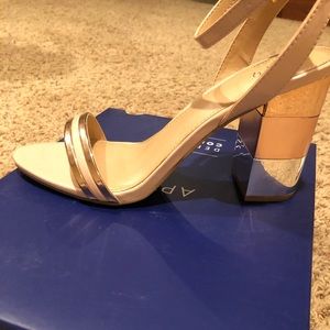Gold Chunky Heel Sandals